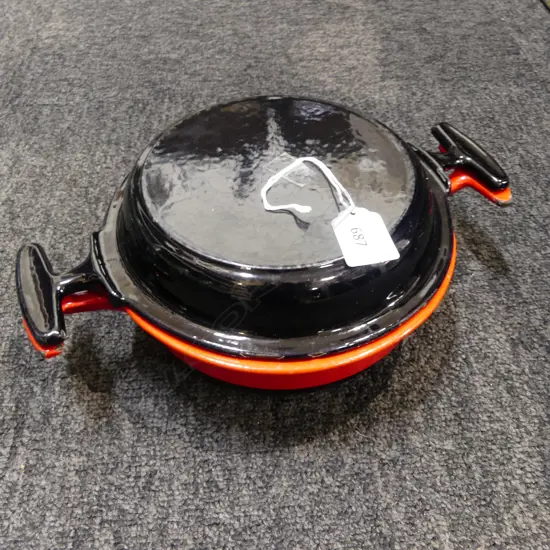 DANISH LIDDED CAST IRON ENAMELED CASSEROLE POT DIA200MM