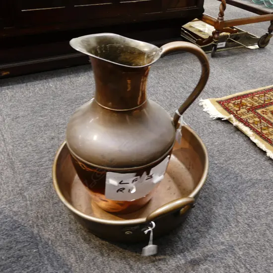 LG COPPER WATER JUG H.390mm & TRAY w.420mm