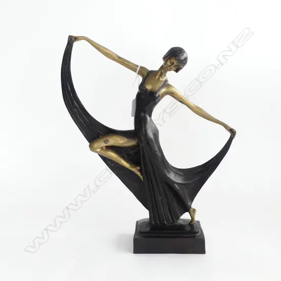 (25611) ART DECO STYLE BRONZE LADY DANCER SCULPTURE H.375mm