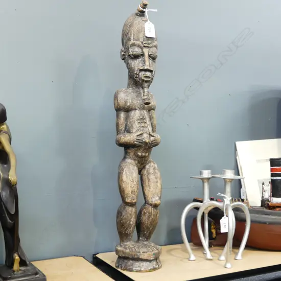 CARVED WOODEN AFRICAN FIGURE H.590mm