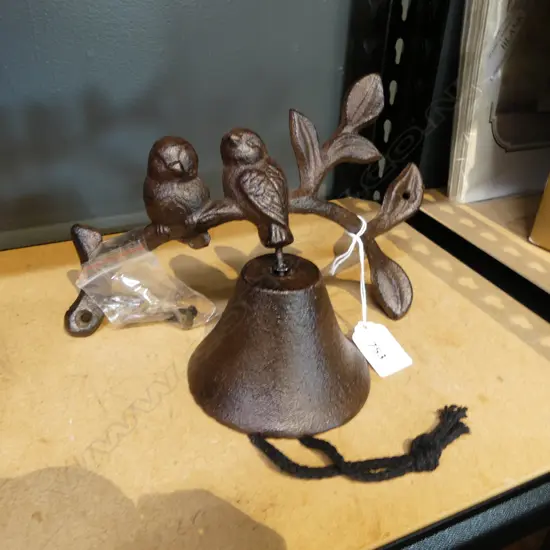 CAST IRON BELL; BRANCH w. 2 BIRDS W.230mm