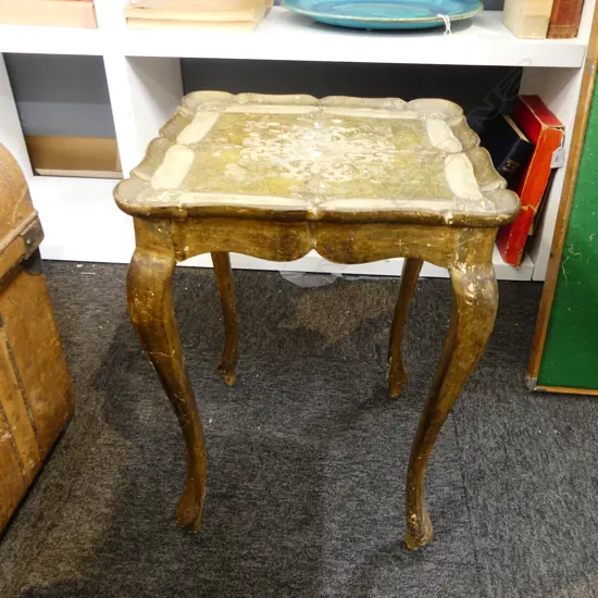 SMALL DISTRESSED GILDED SIDE TABLE 315x315x435mm