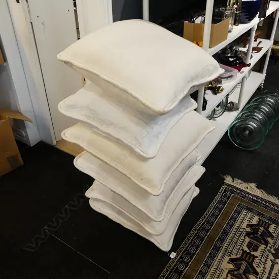 6 WHITE LINEN CUSHIONS