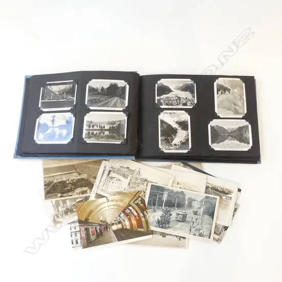 SOUTH ISLAND PHOTO ALBUM C.1940 + WORLD POSTCARDS