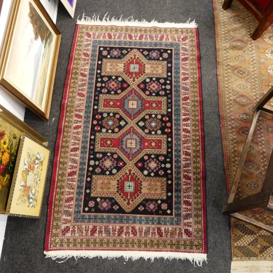 SMALL PERSIAN RUG RED & BLUE COLOURWAY L1730MM  W960MM