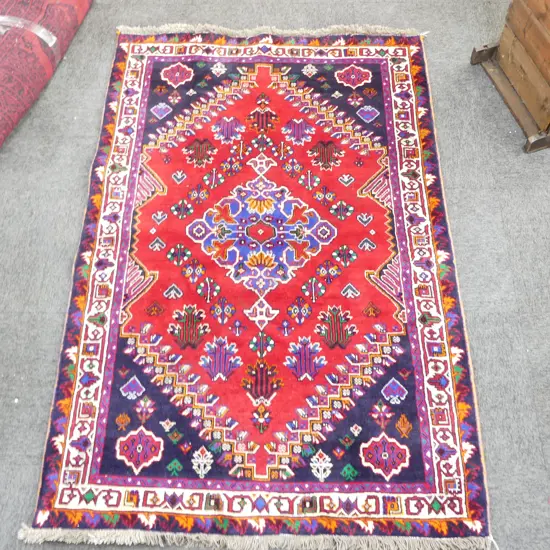 PERSIAN RUG SHIRAZ RUG RED TONES ALL WOOL GEOMETRIC 2000 X 1350MM 1900 x 1350mm