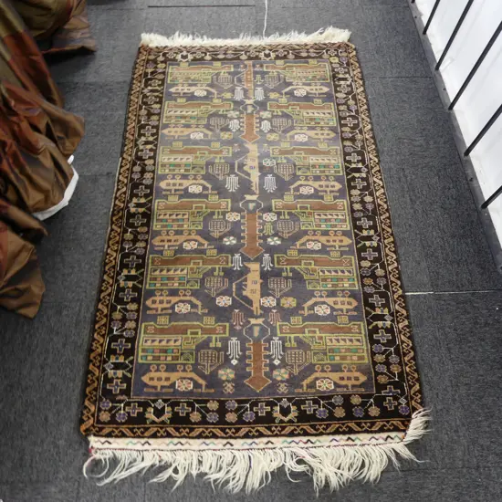 AFGHAN HAND KNOTTED ALL WOOL RUG HELICOPTER DESIGN 1630x950mm