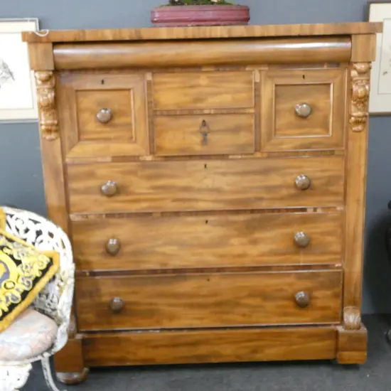 VICTORIAN MAHOGANY SCOTCH CHEST 1255x600x1395mm some veneer chipping