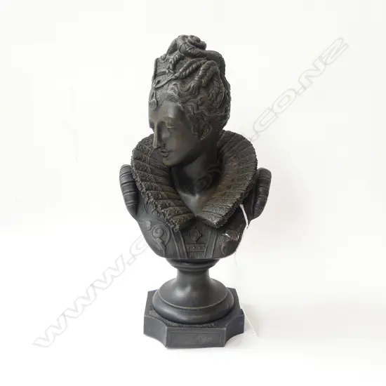 SPELTER ELIZABETHAN STYLE BUST H.305mm