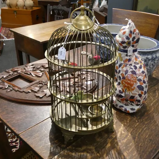 QUALITY ANTIQUE STYLE SOLID BRASS BIRDCAGE H.450mm with fittings