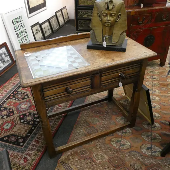 OAK TWO-DRAWER SERVING TABLE, 910 x 500 x 800mm