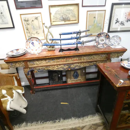 DISTRESSED OLD CHINESE ALTAR TABLE 2280x370x870mm (PURCHASE RECIEPT STATES 1700s SHANGXI PROVINCE)