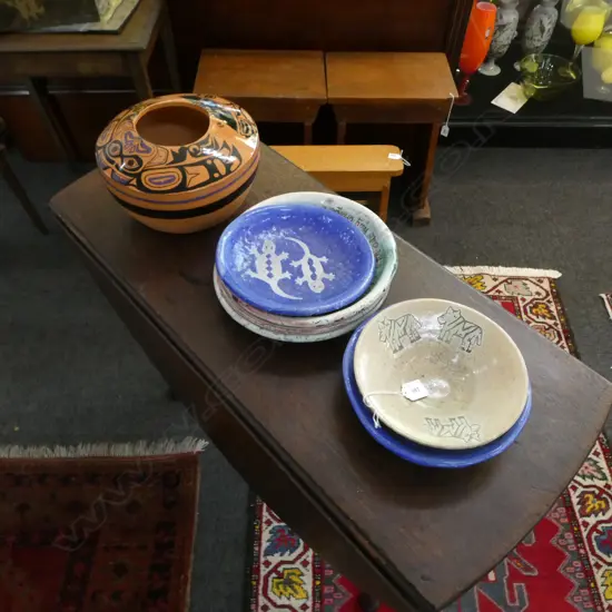 SEVEN ASST AFRICAN POTTERY INCL BOWLS + PLATES ETC