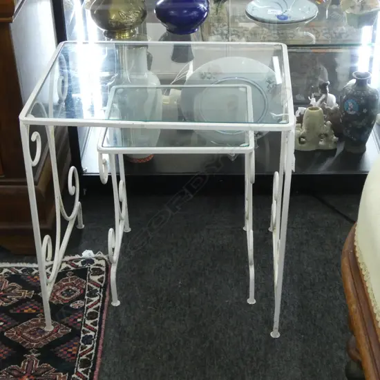 GRADUATED PR OF METAL & GLASS SIDE TABLES 480x380x480mm