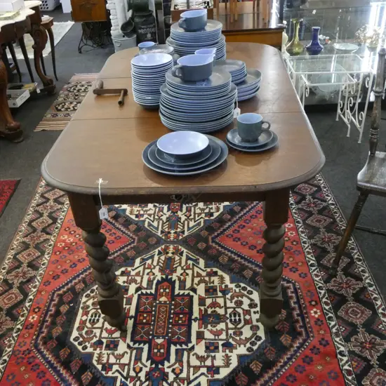 OAK BARLEY TWIST EXTENSION DINING TABLE (1 LEAF) 1480x890x750mm (EXTENDED) SOME MARKS