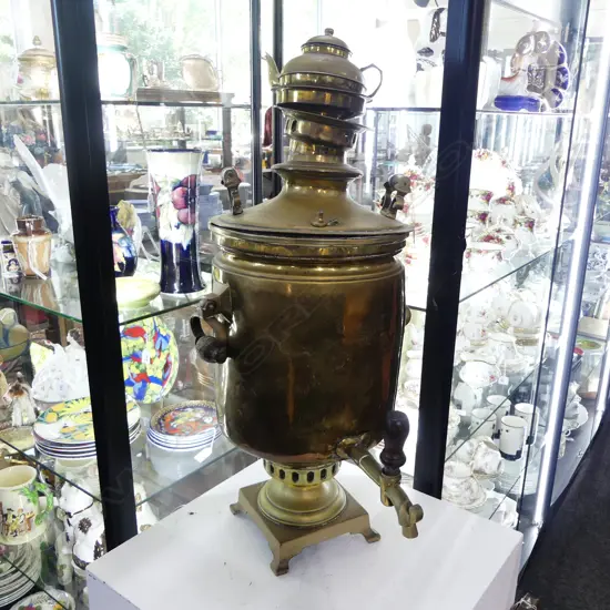 19thC LGE RUSSIAN BRASS SAMOVAR/TEA URN H.770mm