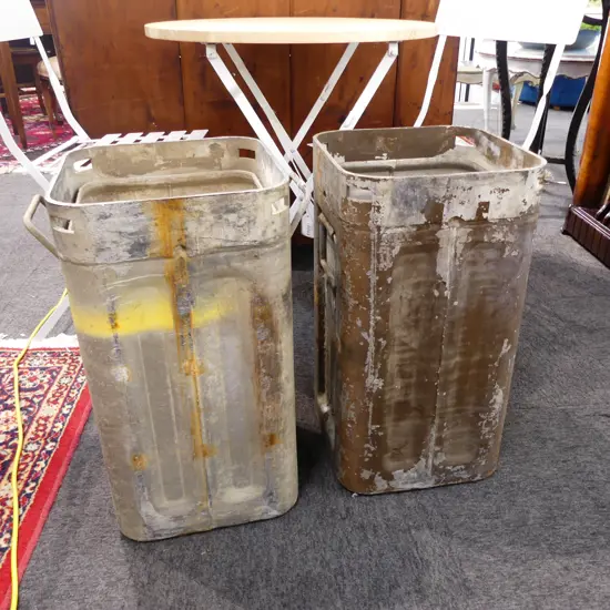 2 VINTAGE METAL CONTAINERS 300x300x560mm ex British Army...