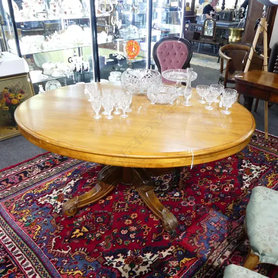 19thC ANTIQUE PEDASTAL BASE TILT-TOP SUPPER TABLE 1480x1150x780mm