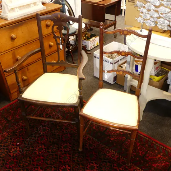 2 EDWARDIAN INLAID MAHOGANY CHAIRS 