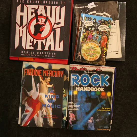 ASST ROCK MUSIC BOOKS INCL AC/DC BEATLES METAL ETC;