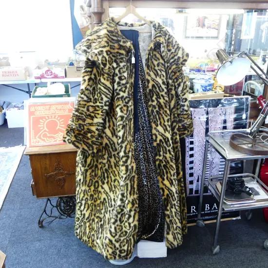 LEOPARD PRINT COAT ex TVNZ & FABRIC PIECE