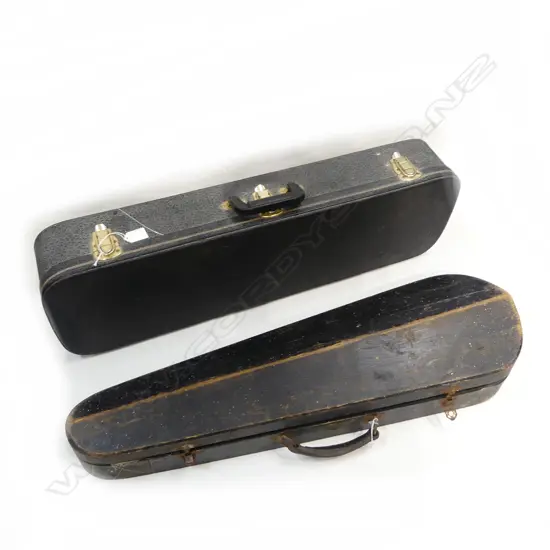 PR VIOLINS IN CASE; ONE IN NEED OF RESTORATION, OTHER SOME WORK, LARGEST CASE 790x235x130mm