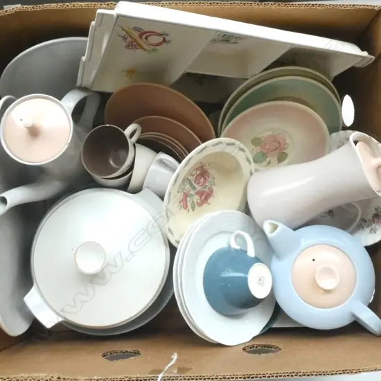 COLLECTION OF CHINA:  POOLE, SUSIE COOPER ETC SOME FAULTS 