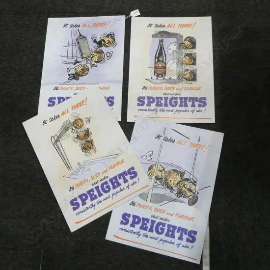 FOUR ENAMEL SPEIGHTS BEER SIGNS 300X420MM+/-