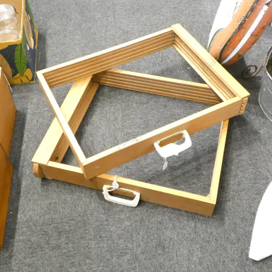 2 WOODEN CARRY CASES ;LARGEST 640x560x900mm