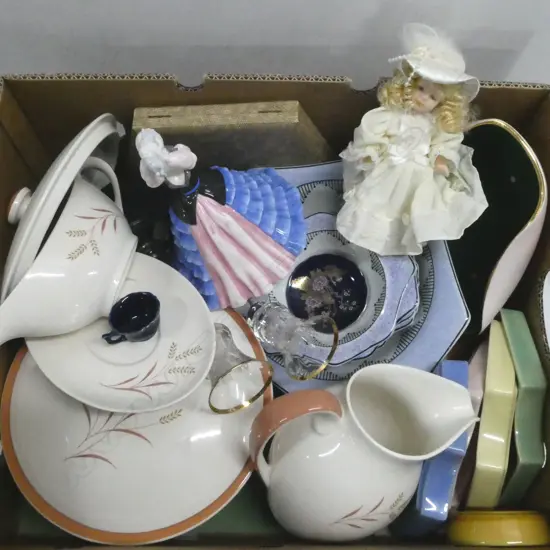 ASST CHINA; RD FIGURE, 2 RD TUREENS, 1 RD JUG & GRAVY BOAT, etc