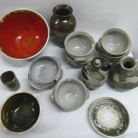 ASST NZ STUDIO POTTERY; IAN FIRTH DISH, SML JOHN LEACH, 6 MARKED 