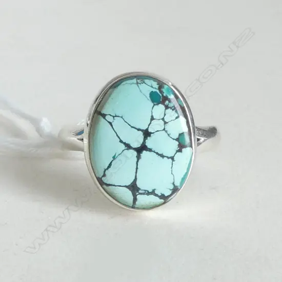 SILVER & TURQUOISE RING SIZE P