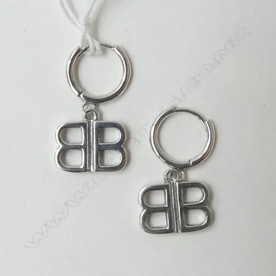 PR SILVER BB back to back EARRINGS for pierced ears