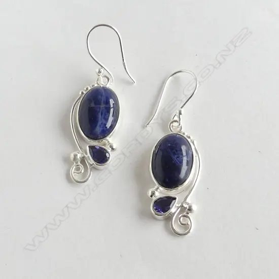 PR SILVER LAPIS & LOLITE EARRINGS (NEW)
