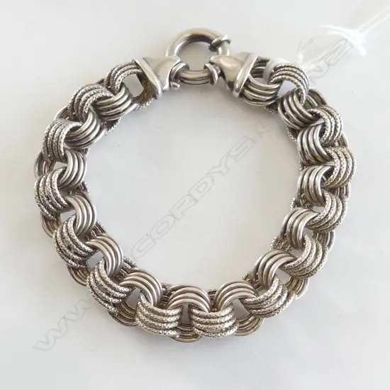 STYLISH VINTAGE multi circular LINK BRACELET sprung ring clasp 