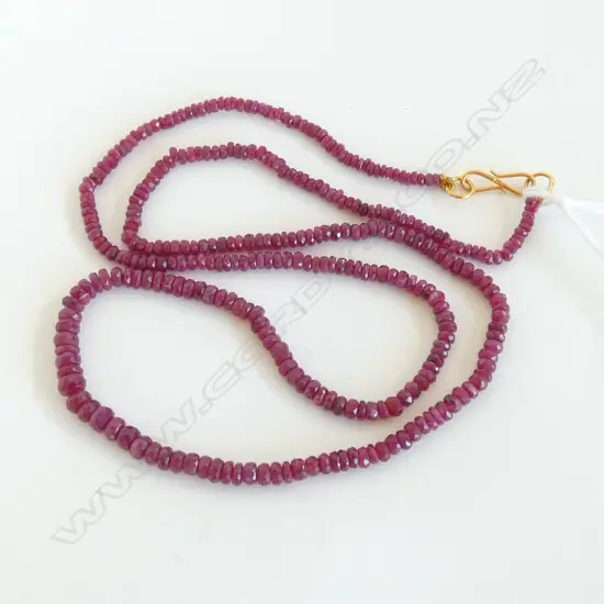 RUBY NECKLACE 18CT GOLD CLASP  59.35CT OF FACET RUBIES
