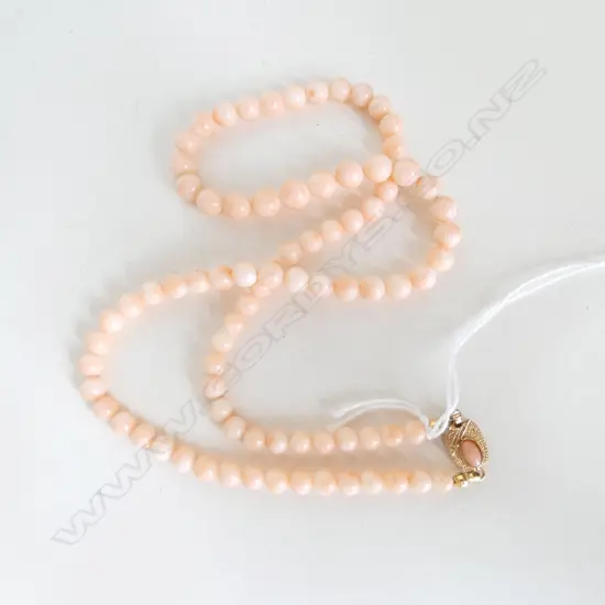 ANGEL SKIN CORAL NECKLACE w DETAILED CLASP, L.520mm