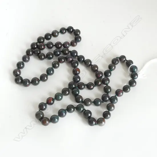 JASPER/ BLOODSTONE HAND KNOTTED BEAD NECKLACE