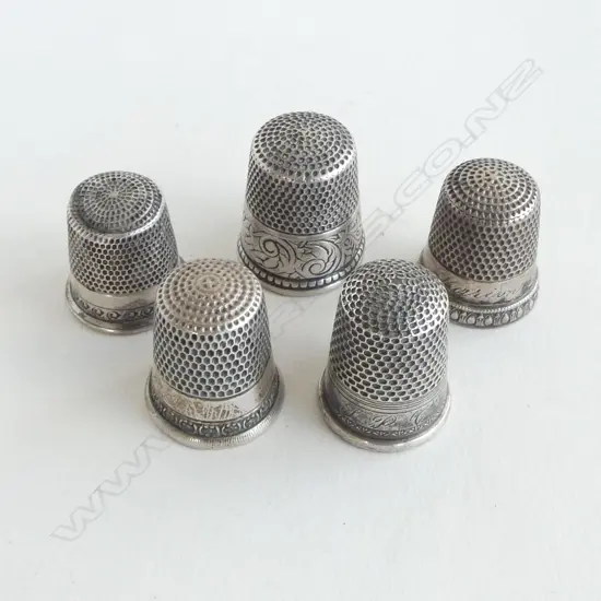 	5 SILVER VINTAGE THIMBLES