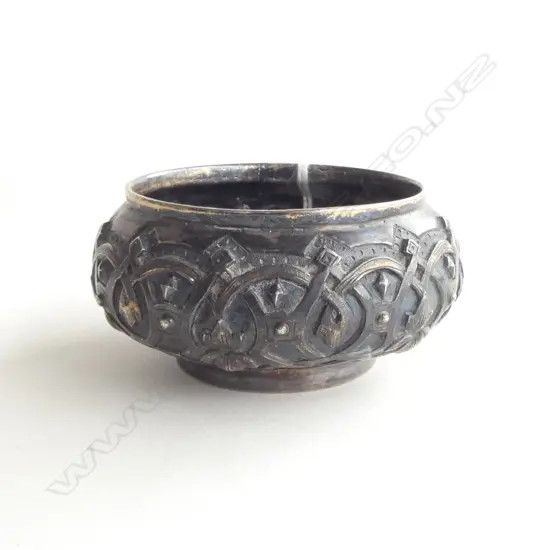 1872 RUSSIAN SILVER HEAVY SMALL SALT/BOWL cast decoration Dia.70mm. 86gms