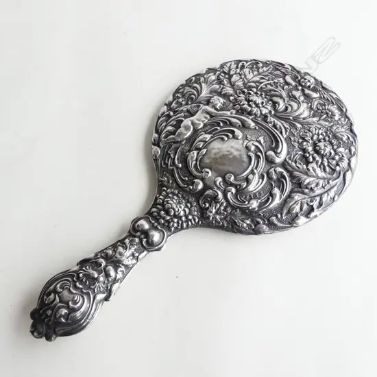 STG SILVER HAND MIRROR, B'HAM 1907 L.280mm