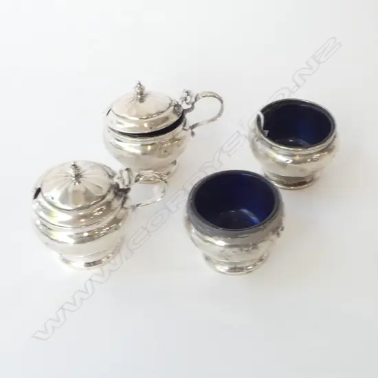 PR STG SILVER SUGARS w. PR MUSTARD (FAULTS), MAPPIN & WEBB, BIRMINGHAM 1933, 145gms