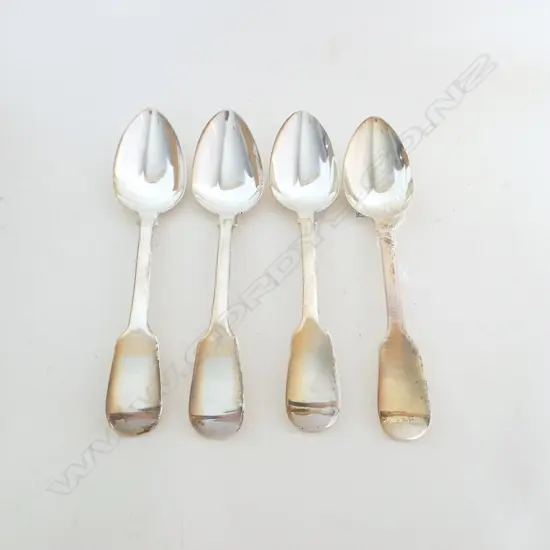 4 STG SILVER TABLE SPOONS, JONATHAN HANE LONDON 1824 L.225mm 322grms