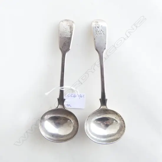 PR STG SILVER LADLES, JOHN JAMES WHITING, LONDON 1848 L.185mm 155gms