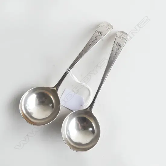 PR STG SILVER LADLES, BRIGHT CUT, RICHARD CROSSLEY LONDON 1782 L.175mm 100gms