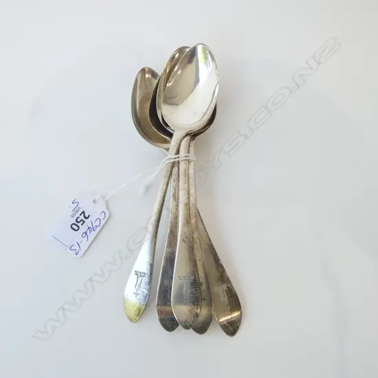5 x GEORGE III IRISH SILVER DESSERT SPOONS Dublin 1829 crested Celtic point. 120gms