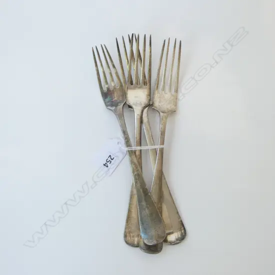 4 19thC DUTCH SILVER TABLE FORKS 248gms
