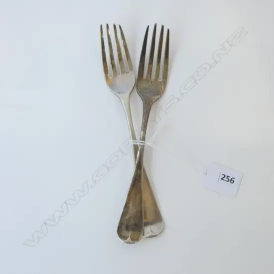PR DUBLIN 1809 SILVER TABLE FORKS Old English pattern. 477gms with engraved bird crest by William Ward 122gms