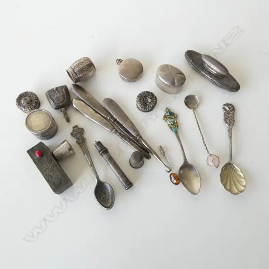 ASST. SILVER; TEASPOONS, SMALL CONTAINERS ETC