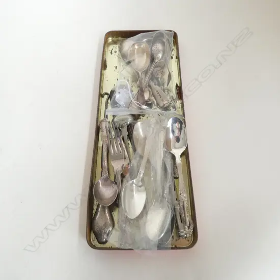 8 SILVER SPOONS includes caddy spoon 129 GRAMS + other silver & silver plate items